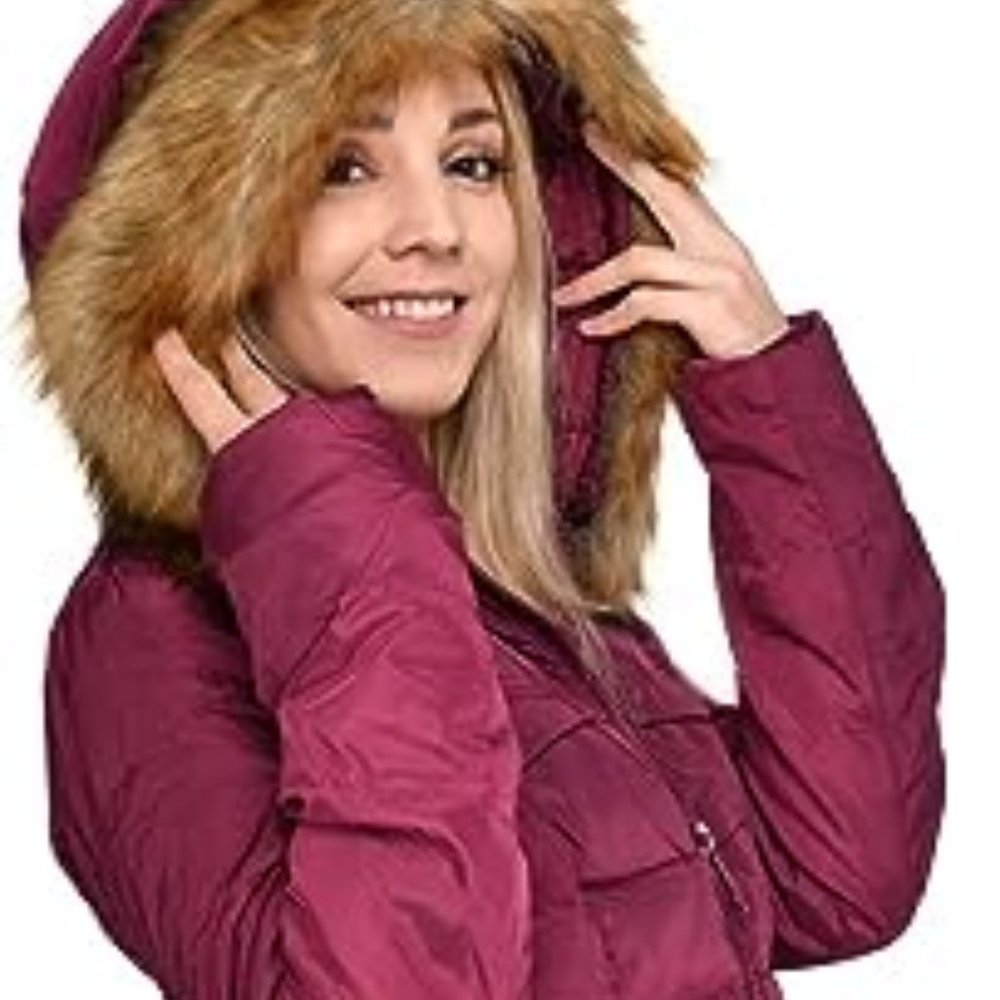 Valuker Women's Down Coat With Fur Hood With 90% Down Parka Puffer Jacket